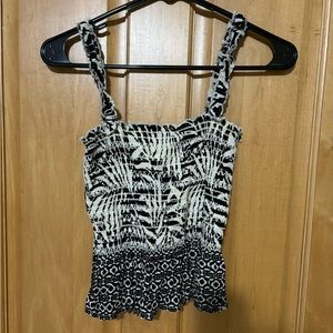 Black and White Tank Crop Top. Size XS